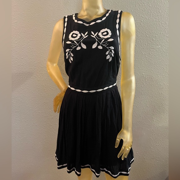 NWOT Free People black, and white embroidered dress - Picture 5 of 12